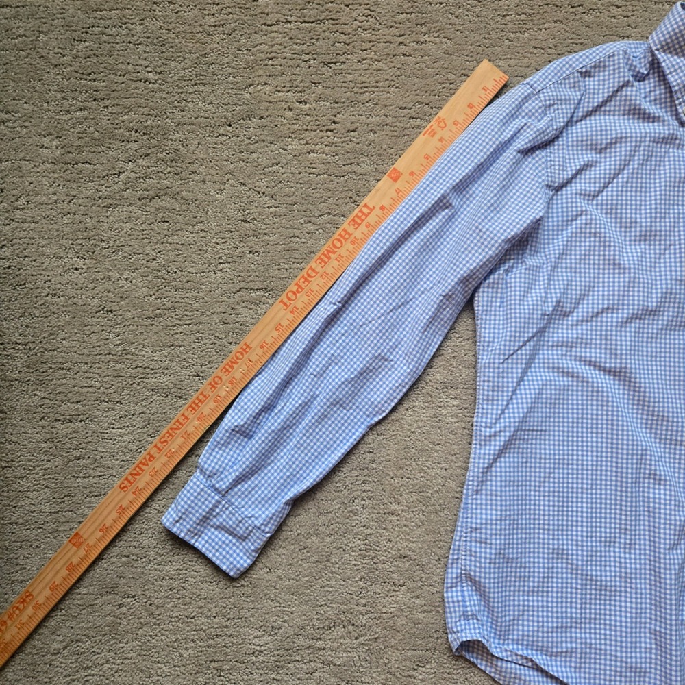 Ralph Lauren Classic Fit Mens Medium Blue Gingham Button Down Shirt Pink Pony - Picture 4 of 5